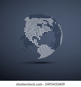 Big Transparent Spotted Earth Globe Design - Global Business, Technology, Globalisation Concept, Vector Design Template - Blue Background