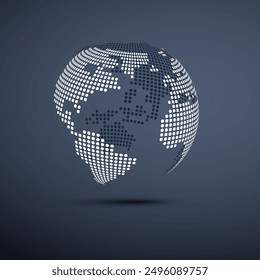 Big Transparent Spotted Earth Globe Design - Global Business, Technology, Globalisation Concept, Vector Design Template - Blue Background