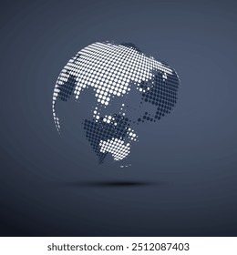 Big Transparent Spotted Earth Globe Design - Global Business, Technology, Globalisation Concept, Vector Design Template - Grey Background