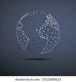 Big Transparent Spotted Earth Globe Design - Negócios Globais, Tecnologia, Conceito de Globalização, Modelo de Design Vetorial - Emblema, Modelo de Pictograma em Fundo Cinza