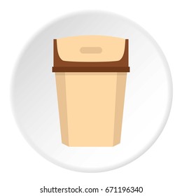 Big trashcan icon in flat circle isolated vector illustration for web