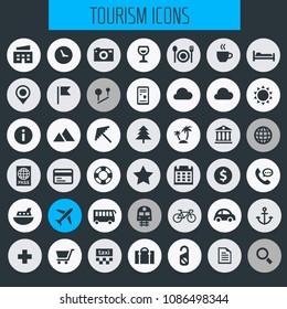 Big travel, tourism and weather icon set
