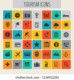 Big travel, tourism and weather icon set