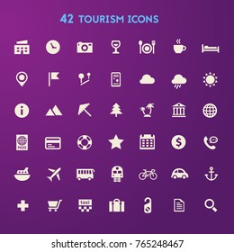 Big travel, tourism and weather icon set