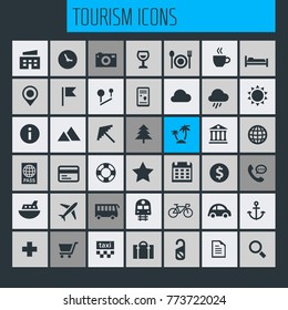 Big travel, tourism and weather icon set