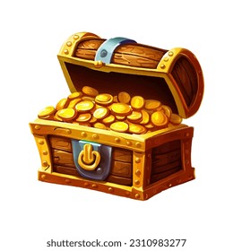 Big treasure chest isolated on white background. Eps10 vector illustration.