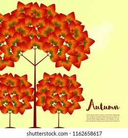 big tree autumn leaves fall season with yellow background. sale offer template. poster web template. vector illustration