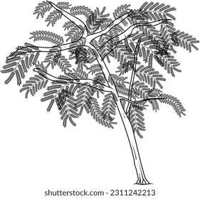 Big Tree Black Vector Illustration Icon, Tree with branches and Leaf 