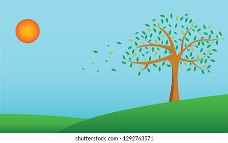 big tree and blue sky background