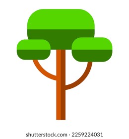 Big tree with branches isolated on white background, single cartoon flat icon for apps and websites, vector illustration