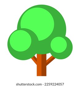 Árbol grande con ramas aisladas en fondo blanco, icono plano de caricatura única para aplicaciones y sitios web, ilustración vectorial