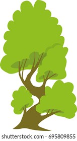 Big tree cartoon for park and forest scenes. Vector Illustration.