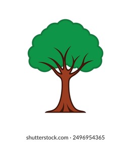 Ilustración vectorial colorida del árbol grande, perfecta para la naturaleza vibrante y los diseños botánicos.