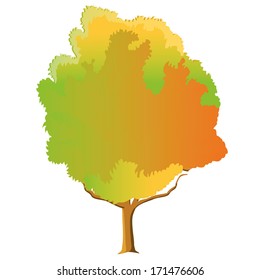 a big tree with a lot of colors in its leaves