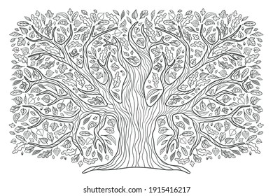 Big Tree Family Tree Oak Decorative Stock Vector (Royalty Free ...