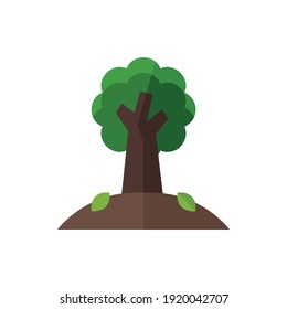 Big Tree, Forest Flat Icon Logo Illustration Vector Isolated. Spring and Season Icon-Set. Suitable for Web Design, Logo, App, and UI.