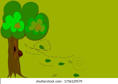 Big Tree and Green Background