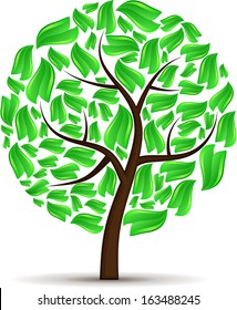 Big tree with green leaves. eps10