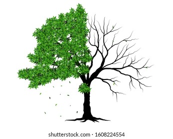 The Big Tree with green leaves look beautiful and refreshing. Tree and roots LOGO concept. Can be used for your work.