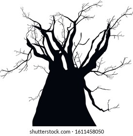 big tree icon oak black silhouette