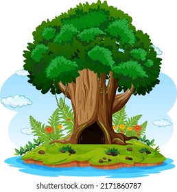 Big tree isolated cartoon illustration