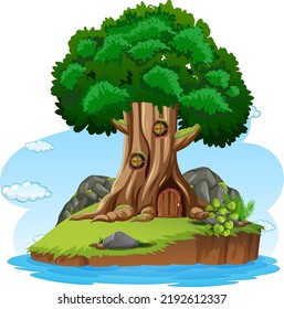 Big tree isolated cartoon illustration