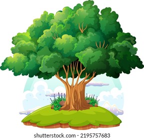 Big tree isolated cartoon illustration