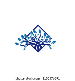 Big tree logo with leaves and arch. Tree Creative Concept Logo Design Template. The symbol of life, fertility, development of businesses.