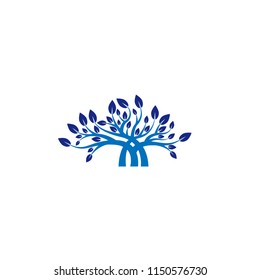 Big tree logo with leaves and arch. Tree Creative Concept Logo Design Template. The symbol of life, fertility, development of businesses.