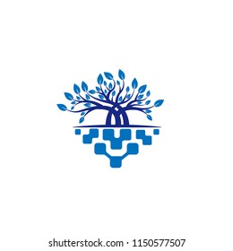 Big tree logo with leaves and arch. Tree Creative Concept Logo Design Template. The symbol of life, fertility, development of businesses.