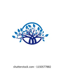 Big tree logo with leaves and arch. Tree Creative Concept Logo Design Template. The symbol of life, fertility, development of businesses.