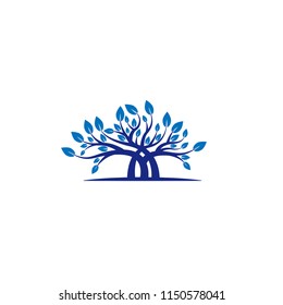 Big tree logo with leaves and arch. Tree Creative Concept Logo Design Template. The symbol of life, fertility, development of businesses.