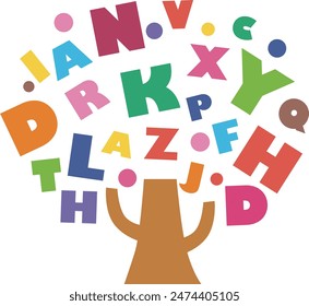 Un árbol grande con muchas letras romanas