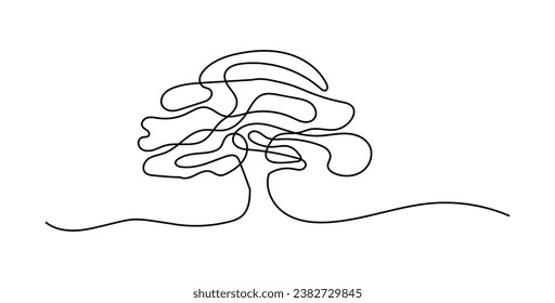 Big Tree Minimalist Oneline Continuous Single Line Art Editable Line