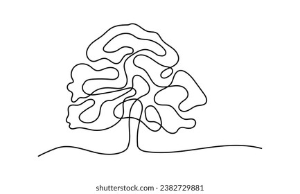 Big Tree Minimalist Oneline Continuous Single Line Art Editable Line