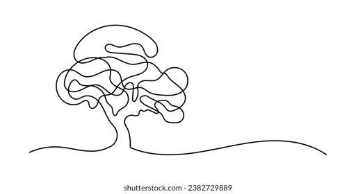 Big Tree Minimalist Oneline Continuous Single Line Art Editable Line