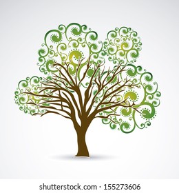 big tree over gray background vector illustration