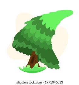 Big tree, pine. Cute tree in cartoon style. Vector illustration.