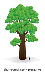 Big tree and rabbits vector illustration.