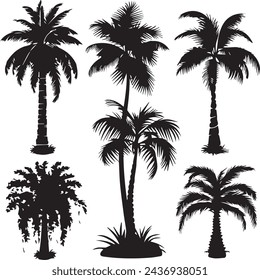 Big Tree silhouettes isolated on white background
