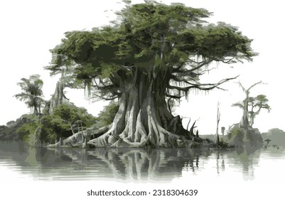 großer Baum im Sumpf