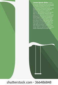 Big tree with swing,Vector design background