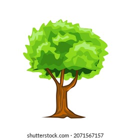 big tree with thick thickets.Isolated vector illustration on a white background.