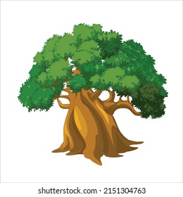 Ilustración del vector de árbol grande aislada en fondo blanco