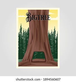 big tree vintage vector poster background illustration design