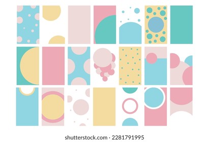 Big trendy set. For social media post templates. For personal and business accounts. Pink background with geometric elements, drawn shape and a position for photography. Vector illustration
