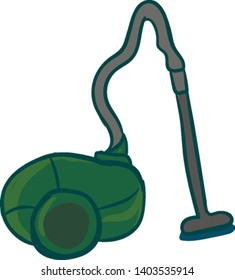 Um grande aspirador de pó moderno em cor verde escuro , vetor, desenho a cores ou ilustração.
