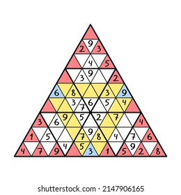 Big triangular colorful sudoku game vector illustration