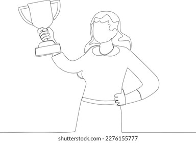 A big trophy for employee appreciation. Employee appreciation one line drawing