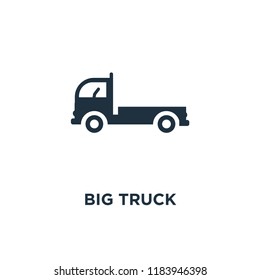 Big Truck icon. Black filled vector illustration. Big Truck symbol on white background. Can be used in web and mobile.